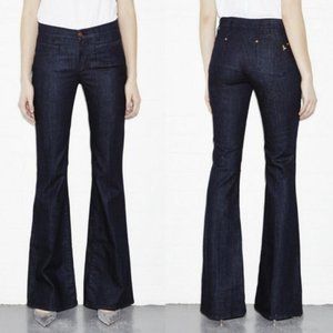 Anthro MiH Marrakesh mid rise kick flare Raw wash blue jeans Sz 26 New,